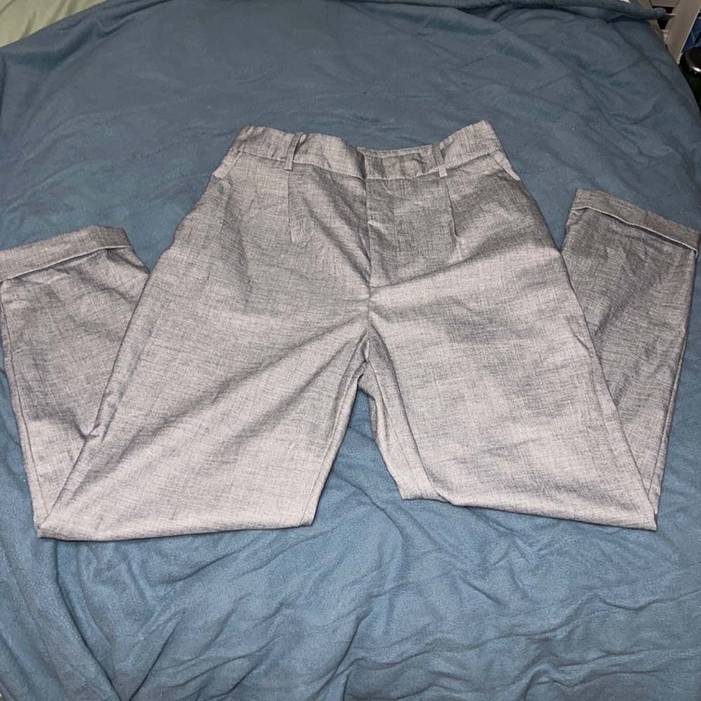 Zara Structured Heather Gray Suit Pant